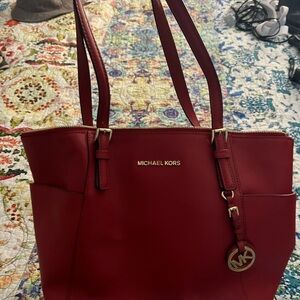 Michael Kors Burgundy Tote Bag